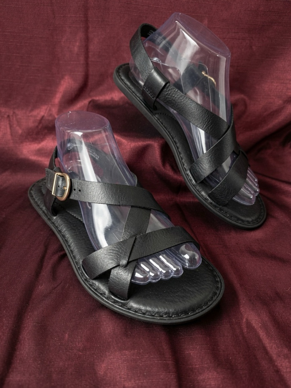 Born Black Leather Strappy Sandals Sz 8M Like New! 🌸👡✨